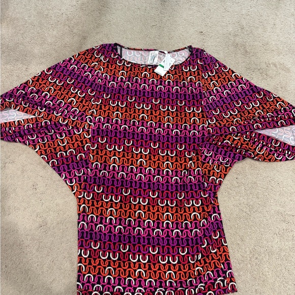 Trina Turk Womens LARGE Echo chain print swim Kimono Tunic cover up NEW - Picture 8 of 16